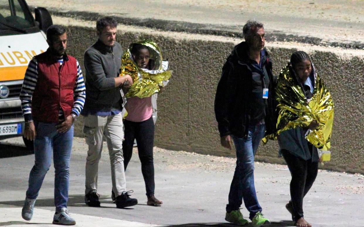 Rescued migrants on the Italian island of Lampedusa in the early hours of Monday, Oct. 7, 2019 - ANSA