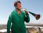 Roberts brought this vuvuzela back with her from the 2010 World Cup in South Africa, and keeps it in her dressing room now for special occasions.