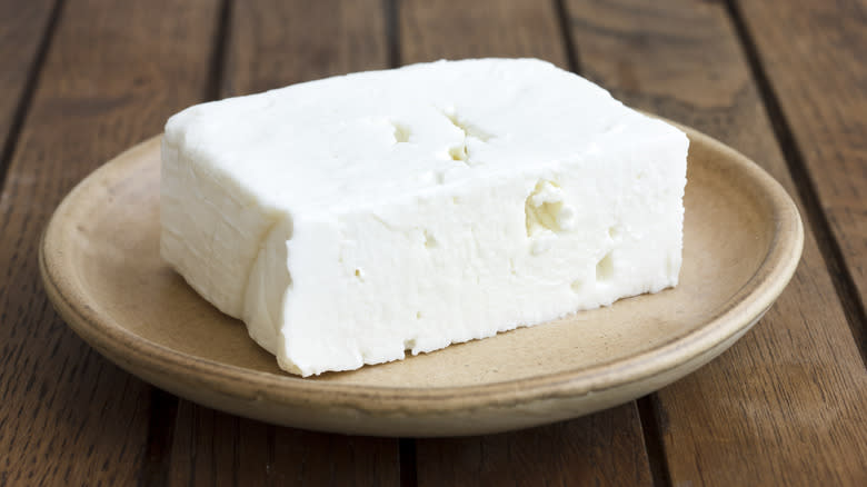 feta block on plate