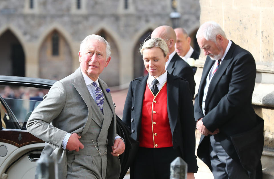 OCT 12: Prince Charles, Prince of Wales attends the wedding of Princess Eugenie of York to Jack Brooksbank at St. George's Chapel in Windsor, England.