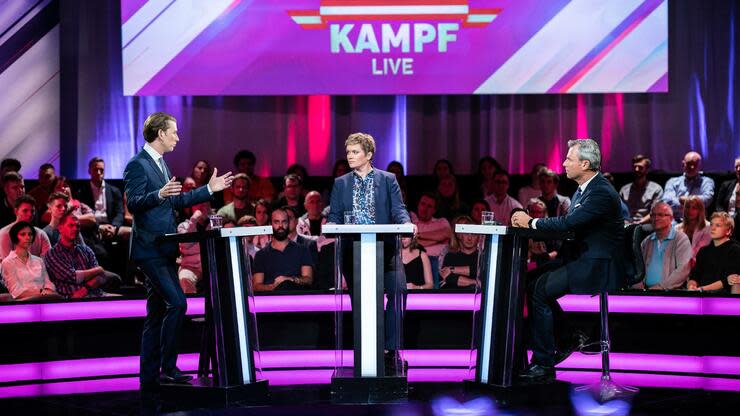 Sebastian Kurz und Norbert Hofer stehen sich im TV-Duell gegenüber. Foto: dpa