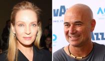 Diese beiden machten 2020 das halbe Jahrhundert voll: "Kill Bill"-Star Uma Thurman und Tennis-Legende Andre Agassi kamen beide am 29. April 1970 zur Welt. (Bild: Anthony Ghnassia/Getty Images/Graham Denholm/Getty Images for Tennis Australia)