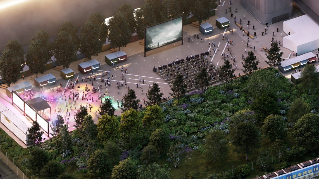 An artist's impression of how the outdoor cinema and performance space might look like