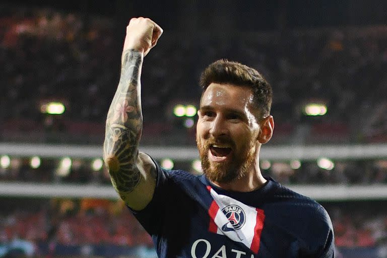 El festejo de Messi para el 1-0 parcial de PSG sobre Benfica