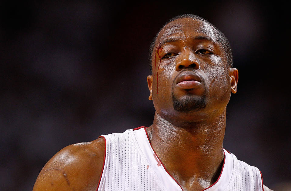 MIAMI, FL - MAY 22: Dwyane Wade #3 of the Miami Heat shoots a technical foul after being hit in the eye during Game Five of the Eastern Conference Semifinals in the 2012 NBA Playoffs against the Indiana Pacers at AmericanAirlines Arena on May 22, 2012 in Miami, Florida. NOTE TO USER: User expressly acknowledges and agrees that, by downloading and/or using this Photograph, User is consenting to the terms and conditions of the Getty Images License Agreement. (Photo by Mike Ehrmann/Getty Images)