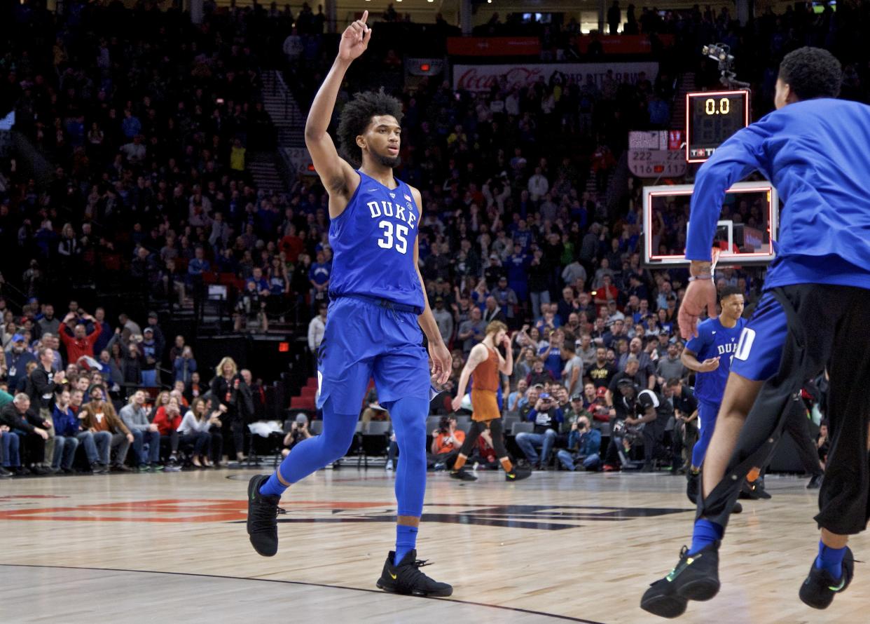 Marvin Bagley’s 34 points helped Duke rally from 16 down and escape with an overtime win.