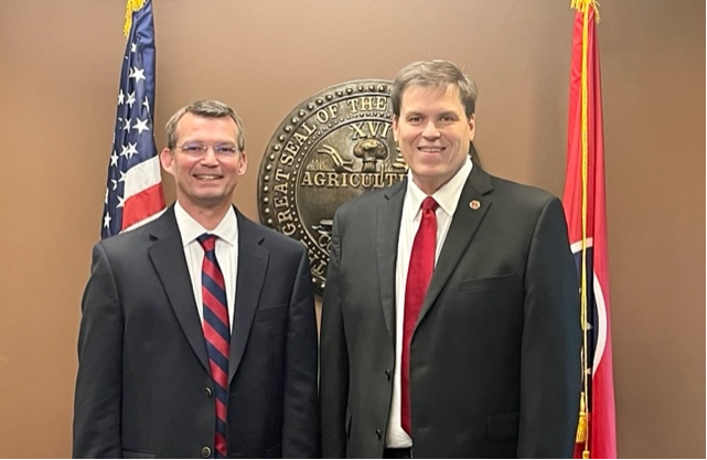 Brandon Pelizzari, left, has come home to prosecute cases in Anderson County as assistant district attorney general. At right is District Attorney General Dave Clark.