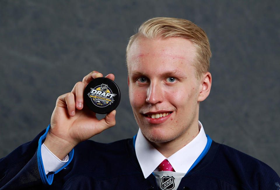 BUFFALO, NY - JUNE 24: Patrik Laine, selected second overall by the Winnipeg Jets, poses for a portrait during round one of the 2016 NHL Draft at First Niagara Center on June 24, 2016 in Buffalo, New York. (Photo by Jeff Vinnick/NHLI via Getty Images)