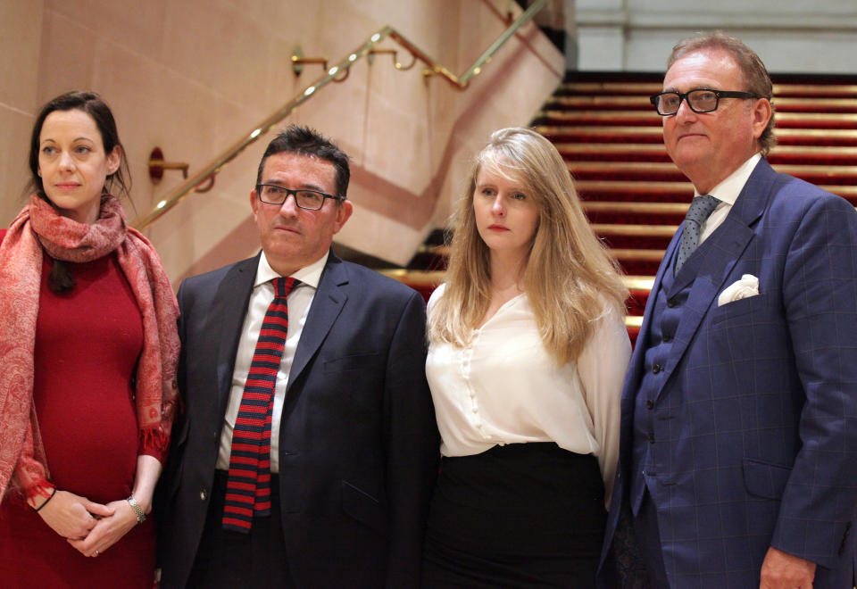 (left to right) Annunziata Rees-Mogg, Lance Anisfeld, Lucy Harris and John Longworth at a press conference in London, they have resigned the whip to back the Conservative Party in the upcoming General Election.