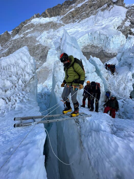 Members of Climbing the Seven Summits at the Khumbu Icefall earlier this week. Photo: Josh McDowell and Nani Stahringer