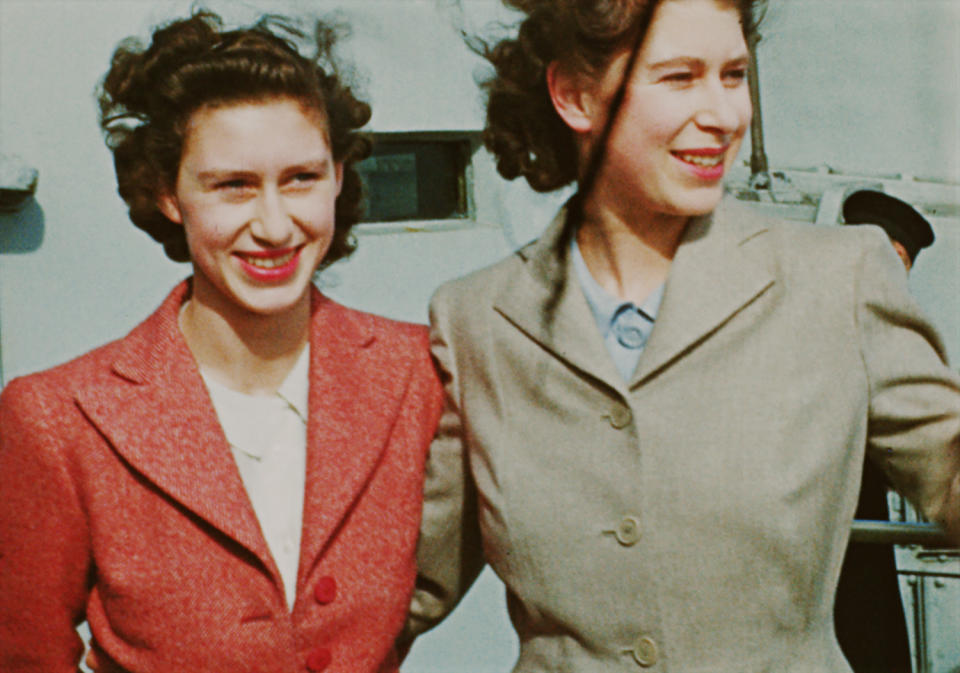 <p>Princess Elizabeth and her sister Princess Margaret travelling to South Africa in 1947.</p>