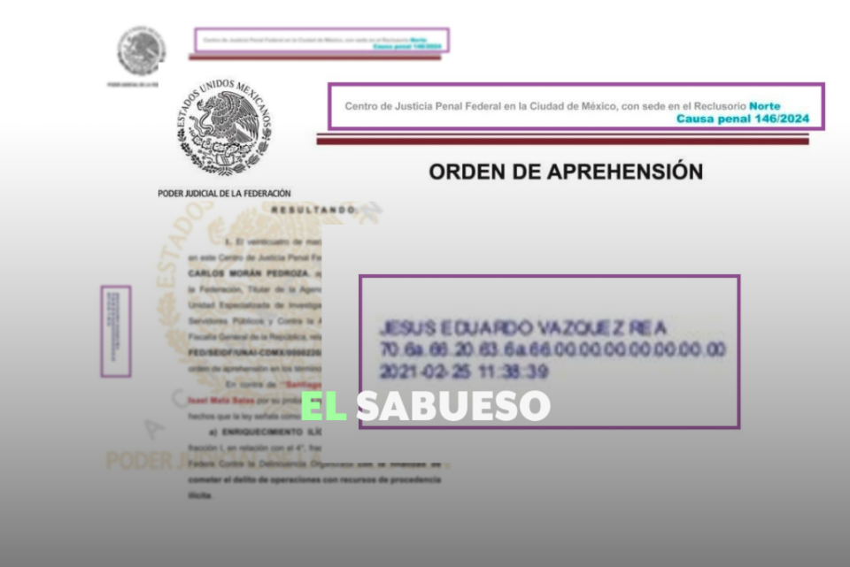 Este documento no prueba que exista una orden de aprehensión contra Taboada 