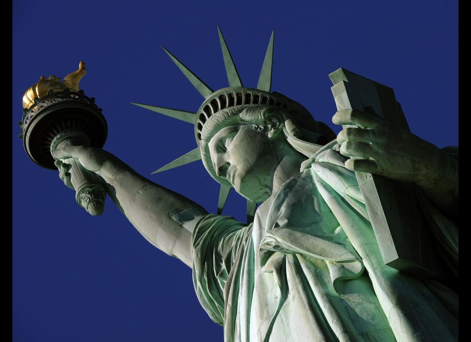 The Statue of Liberty before the start of a ceremonies on Liberty Island in New York on October 28, 2011 to commemorate the 125th anniversary of the dedication of the Statue of Liberty.   AFP PHOTO / TIMOTHY A. CLARY (Photo credit should read TIMOTHY A. CLARY/AFP/Getty Images)