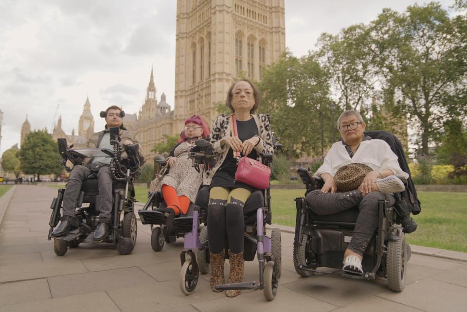 Liz Carr (front) in the BBC documentary ‘Better Off Dead?’ (BBC / Burning Bright Productions Ltd)
