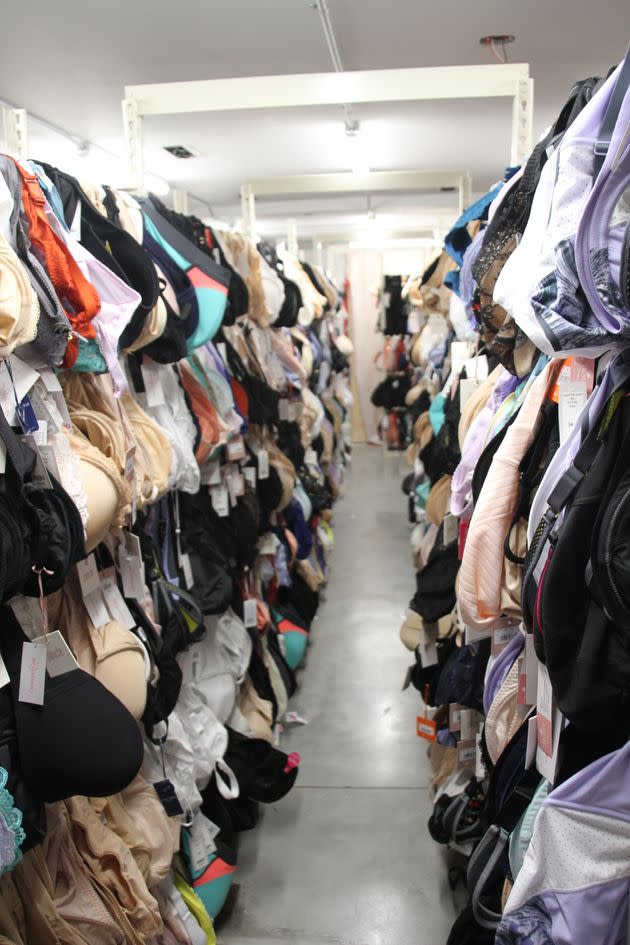 Bravissimo's stock room in New York City includes bras in cup sizes ranging all the way up to L. (Photo: Bravissimo)