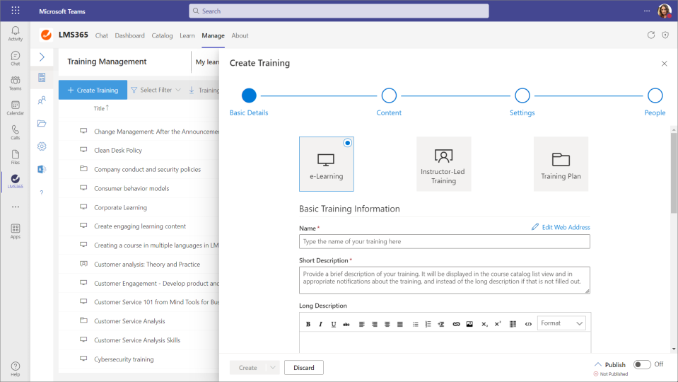 LMS365: Creating a course