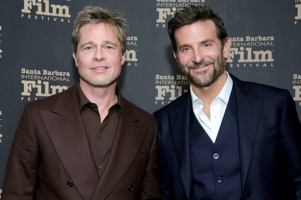 <p>Rebecca Sapp/Getty Images</p> Brad Pitt and Bradley Cooper at the Santa Barbara International Film Festival