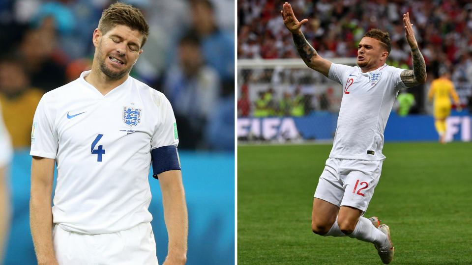 Steven Gerrard (L) and Kieran Trippier (R).