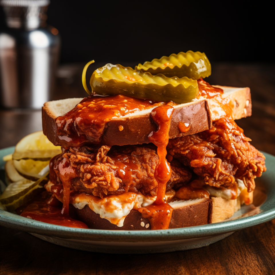 hot chicken sandwich with pickles on sstop