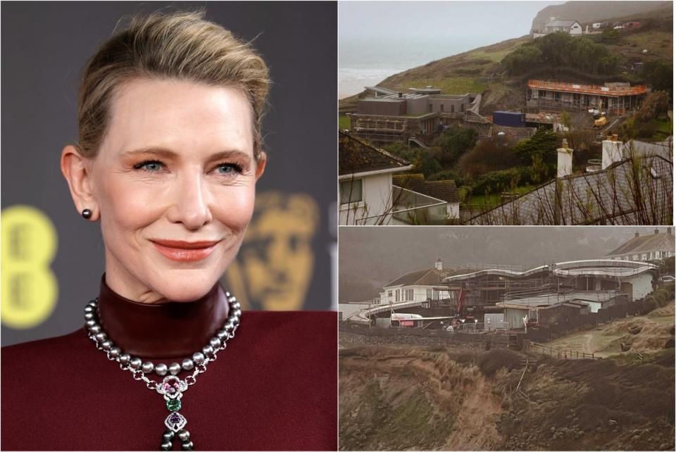 Cate Blanchett has upset locals with building works on her Cornwall home (Getty/The Independent)