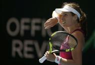 Britain's Johanna Konta reacts during her semi-final match against Germany's Angelique Kerber at the Australian Open tennis tournament at Melbourne Park, Australia, January 28, 2016. REUTERS/Issei Kato