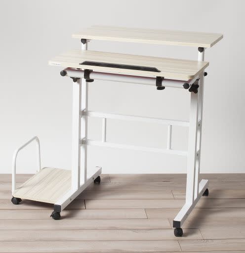 2-Tier Adjustable Standing Desk with Wheels