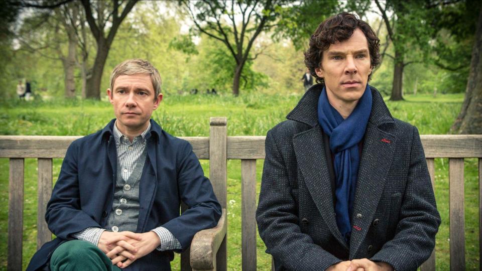 Martin Freeman as Watson and Benedict Cumberbatch as Sherlock in Sherlock