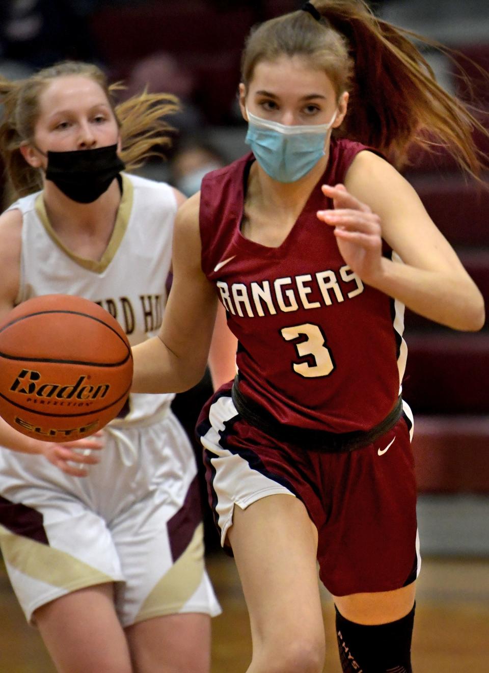 Westborough's Annabelle Semeter drives to the hoop after getting past Shepherd Hill's Juliana Zalewski.