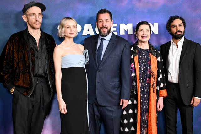 <p>Gilbert Flores/Variety via Getty</p> Director Johan Renck, Carey Mulligan, Adam Sandler, Isabella Rossellini and Kunal Nayyar