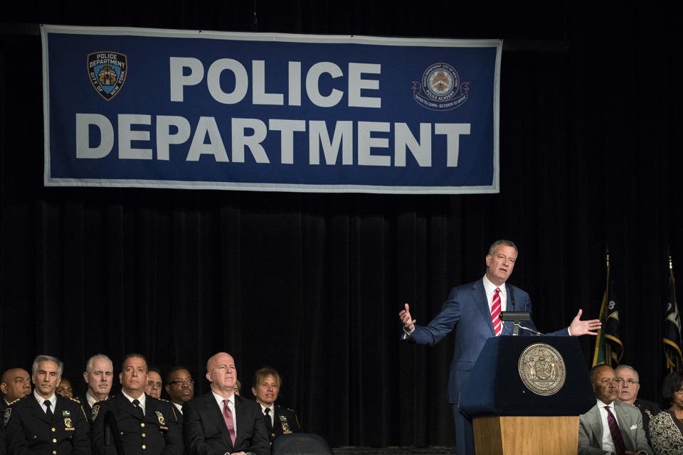 Mayor Bill De Blasio speaking