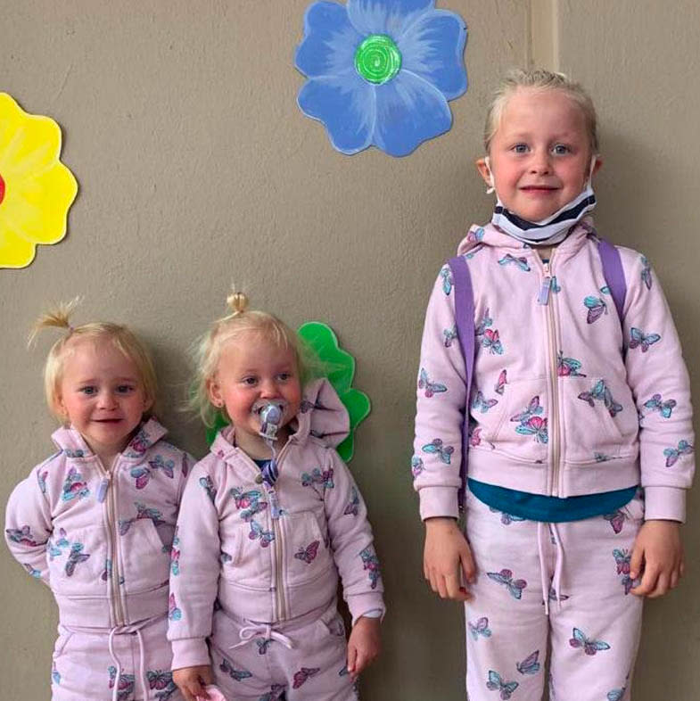 Karla and Maya Dickason, 2, and their older sister Liane, 6.