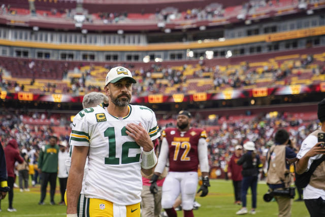 Green Bay Packers quarterback Aaron Rodgers (12) throws during an NFL  football game against the Washington Commanders, Sunday, October 23, 2022  in Landover. (AP Photo/Daniel Kucin Jr Stock Photo - Alamy