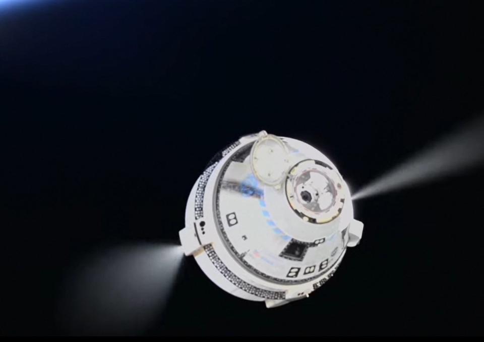 In this screen grab from a NASA livestream, the Boeing Starliner spacecraft can be seen departs from the International Space Station (NASA/AFP via Getty Images)