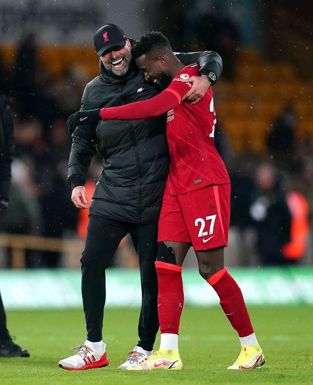 Liverpool manager Jurgen Klopp and Divock Origi