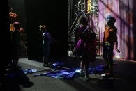 <p>Clowns with the Ringling Bros. circus red unit wait backstage for the start of the show, Friday, May 5, 2017, in Providence, R.I. “The Greatest Show on Earth” is about to put on its last show on earth. For the performers who travel with the Ringling Bros. and Barnum & Bailey Circus, its demise means the end of a unique way of life for hundreds of performers and crew members. (Photo: Julie Jacobson/AP) </p>