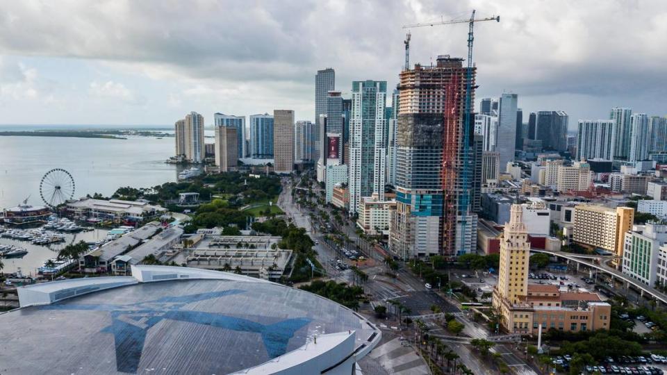 Aerial view of downtown Miami on May 10, 2021.