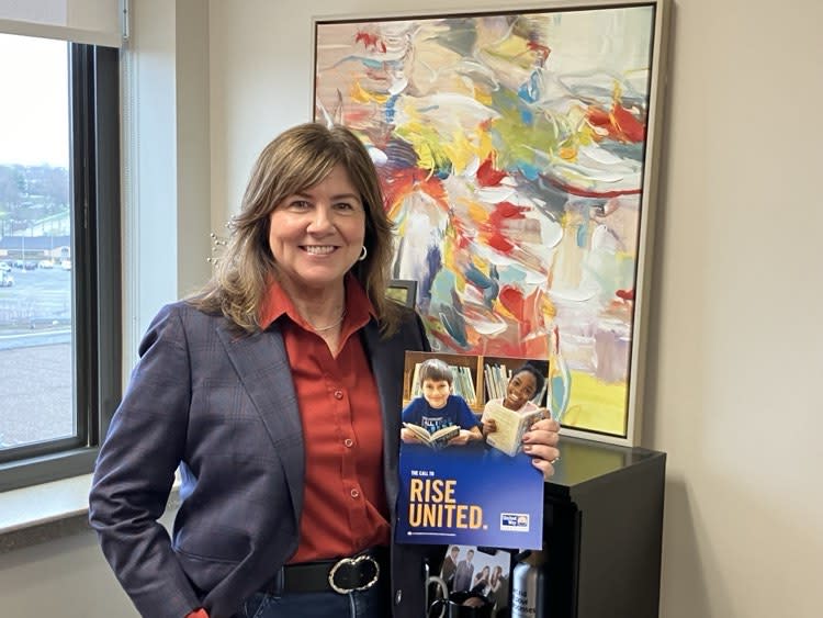 Rene Gellerman at her office at United Way QC in Bettendorf, March 26, 2024 (photo by Jonathan Turner).