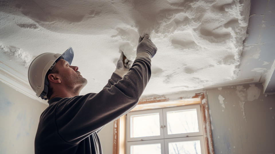 A skilled craftsman installing a sophisticated mineral fiber ceiling.