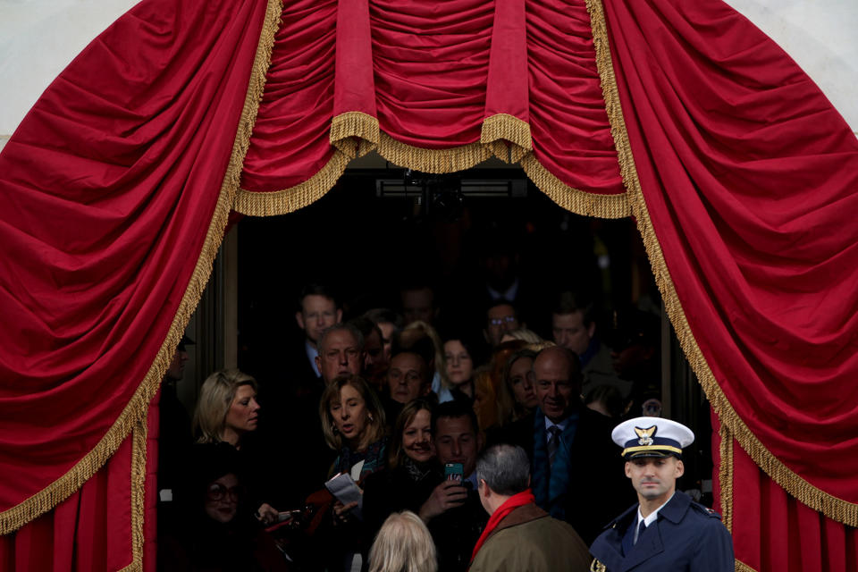 <p>Guests arrive for the inauguration on the West Front of the U.S. Capitol on January 20, 2017 in Washington, DC. In today’s inauguration ceremony Donald J. Trump becomes the 45th president of the United States. (Photo: Alex Wong/Getty Images) </p>