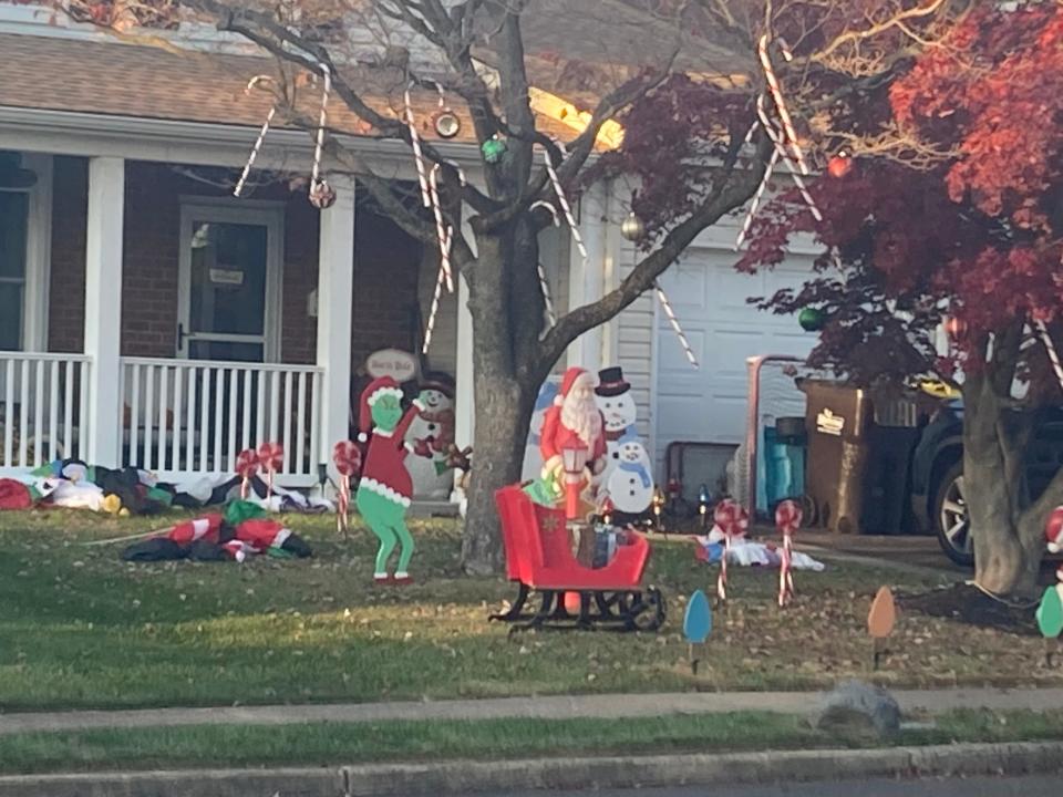 Some eager Bensalem residents have put up their holiday decorations while the leaves on the trees are still turning colors.