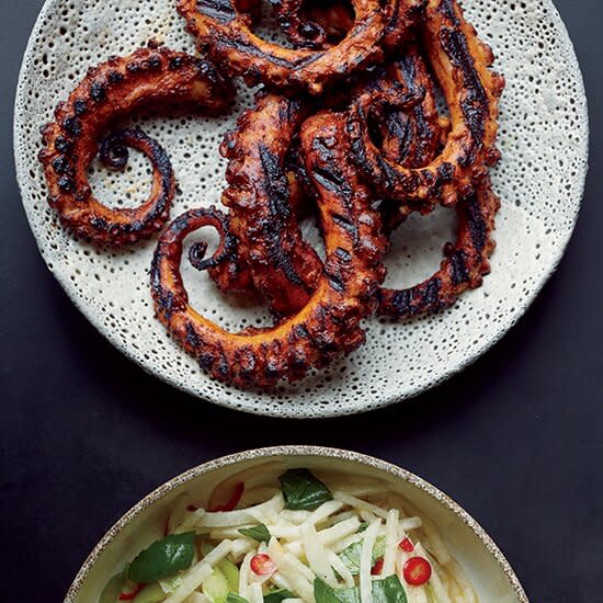 Grilled Octopus with Ancho Chile Sauce