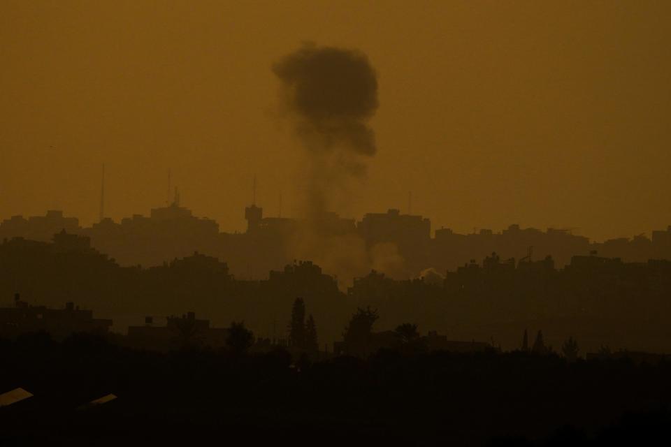 Smoke rises over the Gaza strip (Copyright 2023 The Associated Press. All rights reserved)