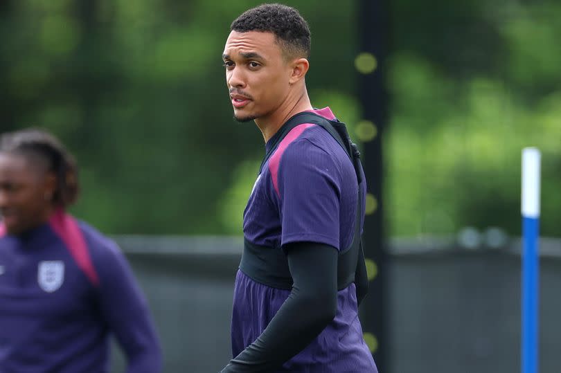 Trent Alexander-Arnold in training with England ahead of Euro 2024