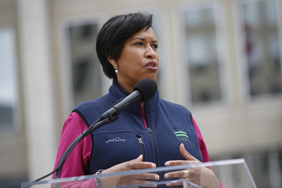 District of Columbia Mayor Muriel Bowser speaks about the District's coronavirus response at a news conference, Tuesday, March 31, 2020, in Washington. The District of Columbia has issued a stay-home order for all residents as the number of positive infections from the new coronavirus continue to rise. (AP Photo/Patrick Semansky)