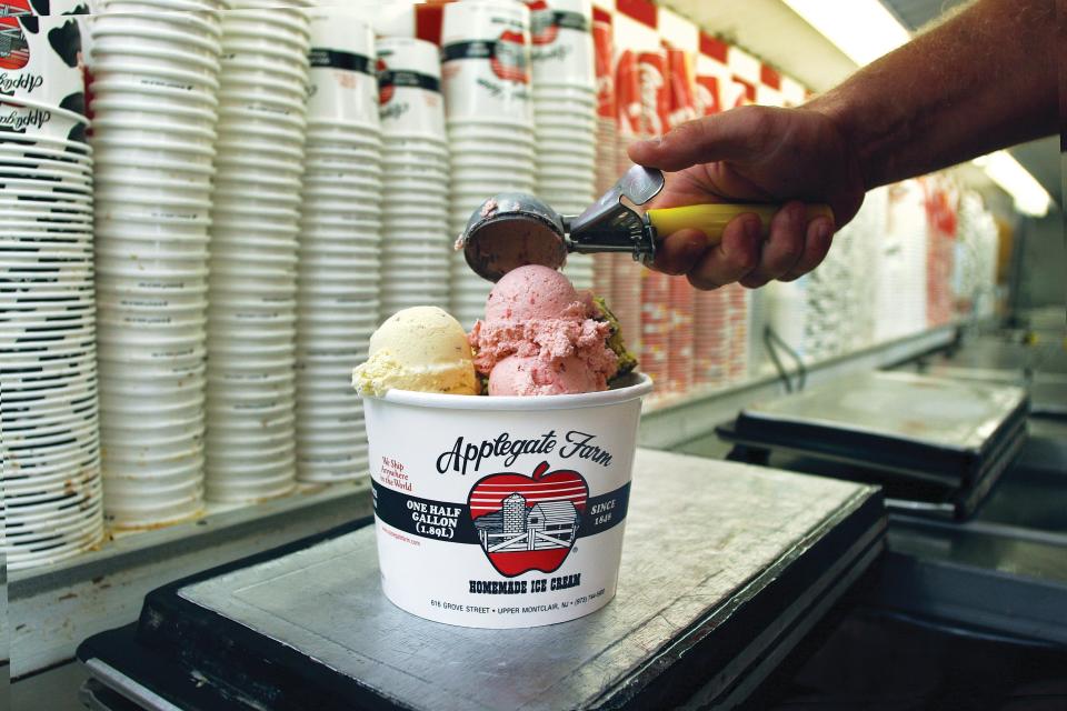 The "I bought the farm" ice cream sundae, one of Applegate's signature desserts at  Applegate Farm Ice Cream in Montclair.