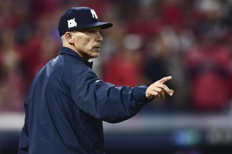 Yankees manager Joe Girardi attempts to save face after critical mistake in ALDS Game 2. (AP)