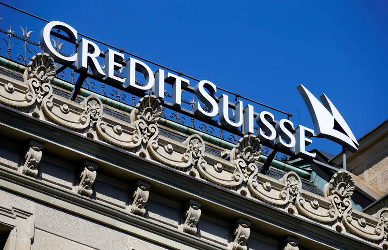 FILE PHOTO: Logo of Swiss bank Credit Suisse is seen in Zurich