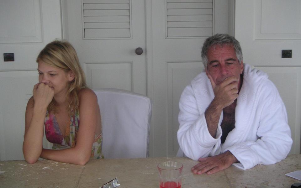 Ms Kellen pictured beside Epstein. She claims she was 'sexually and psychologically' manipulated for years by the billionaire - TDLAK