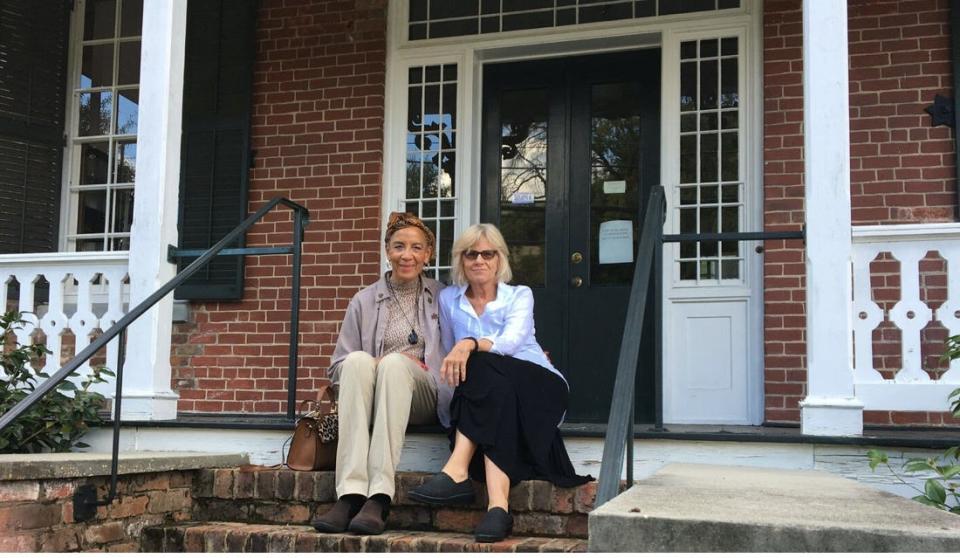 Karen Orozco Gutierrez and Ann Banks on the steps of the Figh-Pickett House, in Montgomery, Alabama, in 2018.