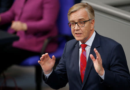 Dietmar Bartsch of Die Linke addresses at the German lower house of parliament Bundestag in Berlin, Germany, February 22, 2018. REUTERS/Axel Schmidt